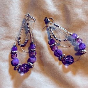 Purple and silver earrings